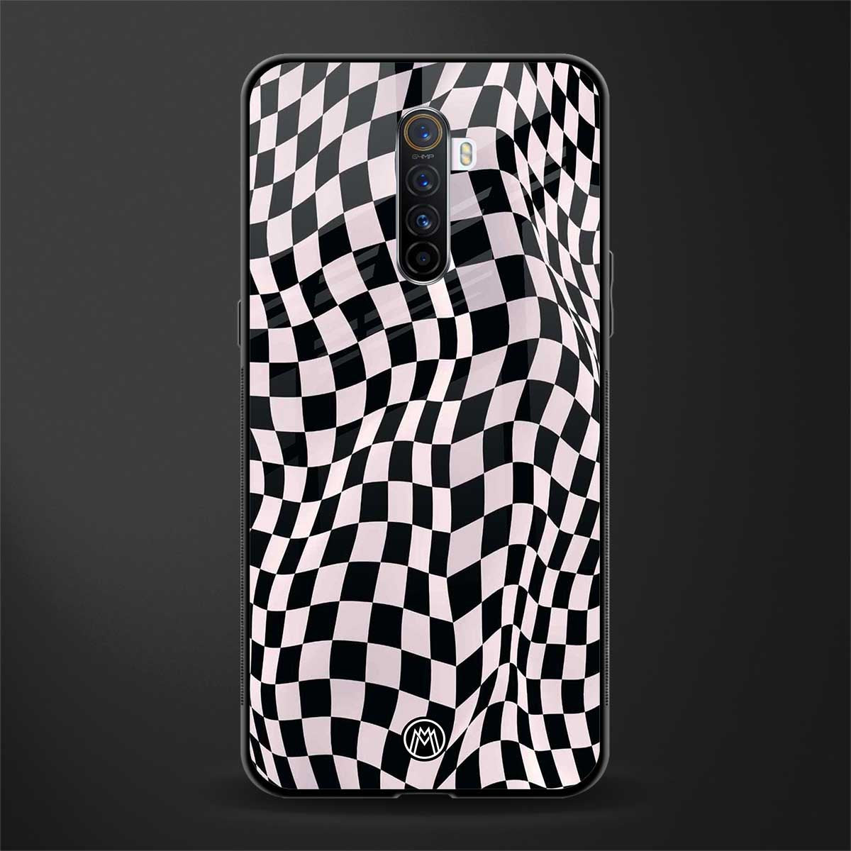 trippy b&w check pattern glass case for realme x2 pro image