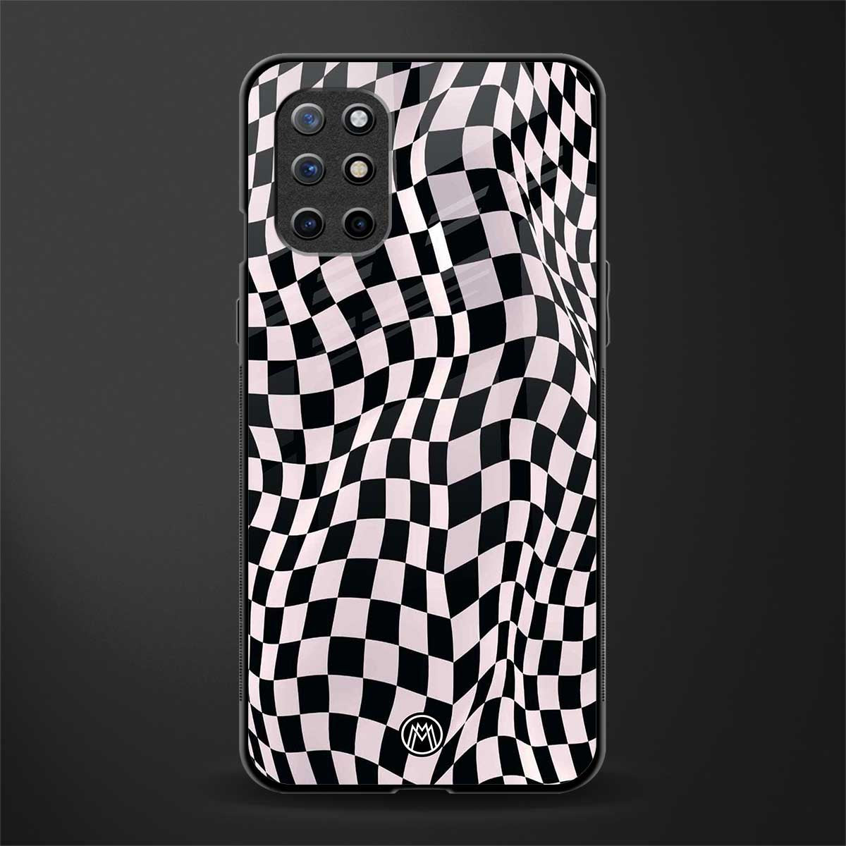trippy b&w check pattern glass case for oneplus 8t image