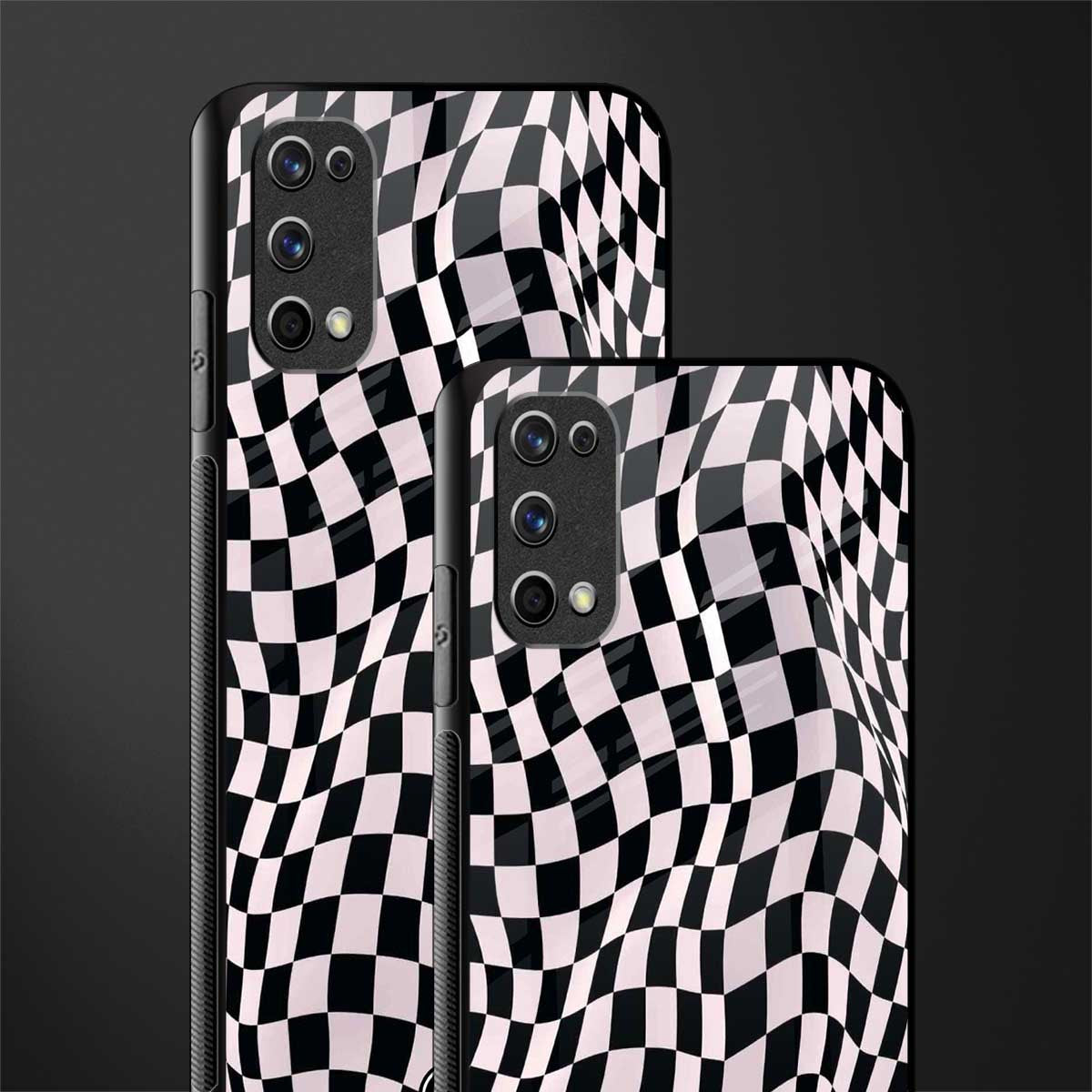 trippy b&w check pattern glass case for realme 7 pro image-2