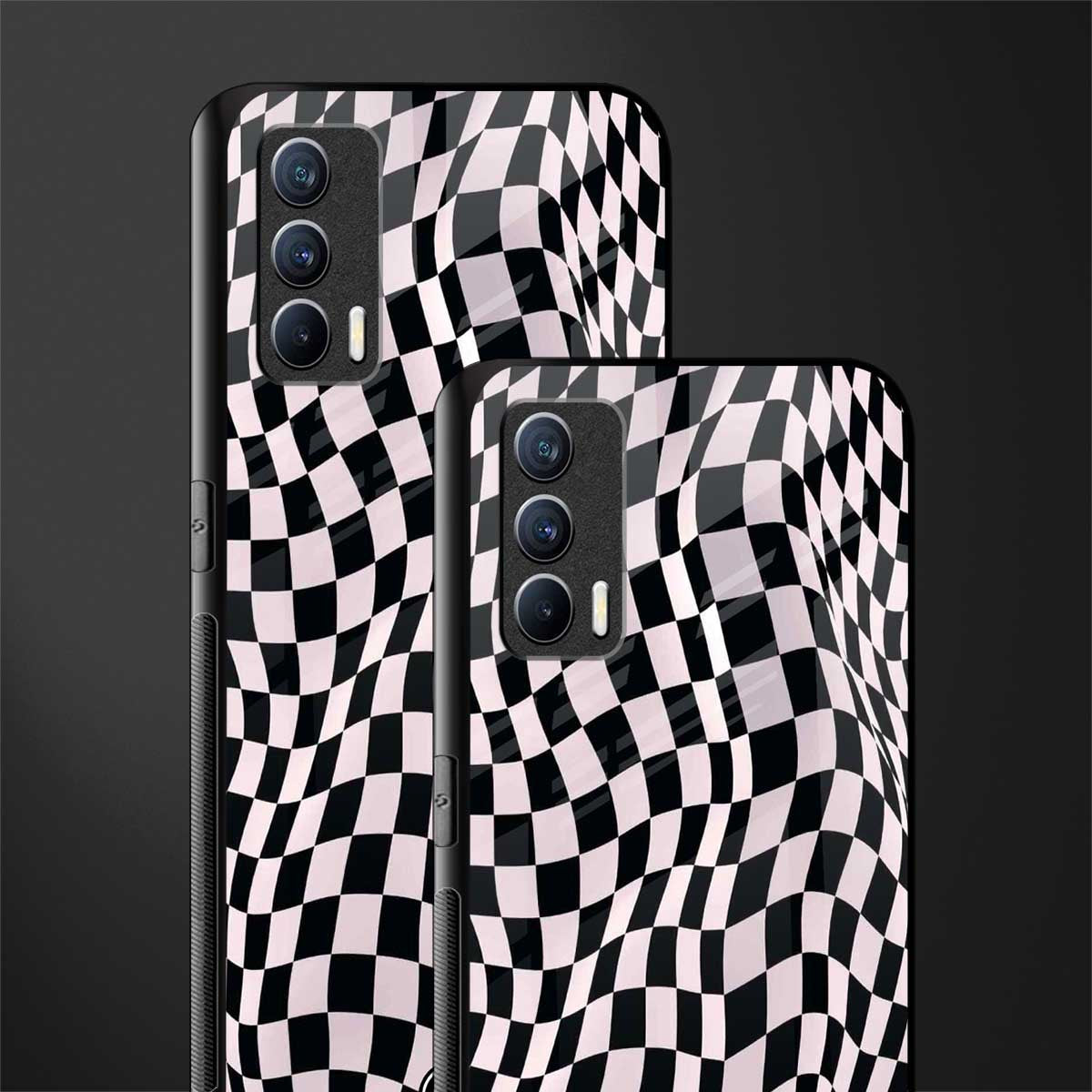 trippy b&w check pattern glass case for realme x7 image-2