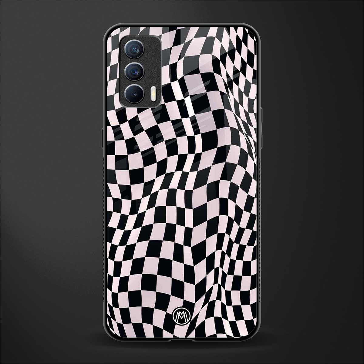 trippy b&w check pattern glass case for realme x7 image