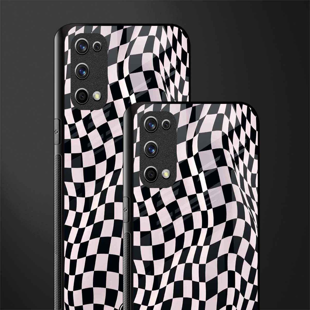 trippy b&w check pattern glass case for realme x7 pro image-2