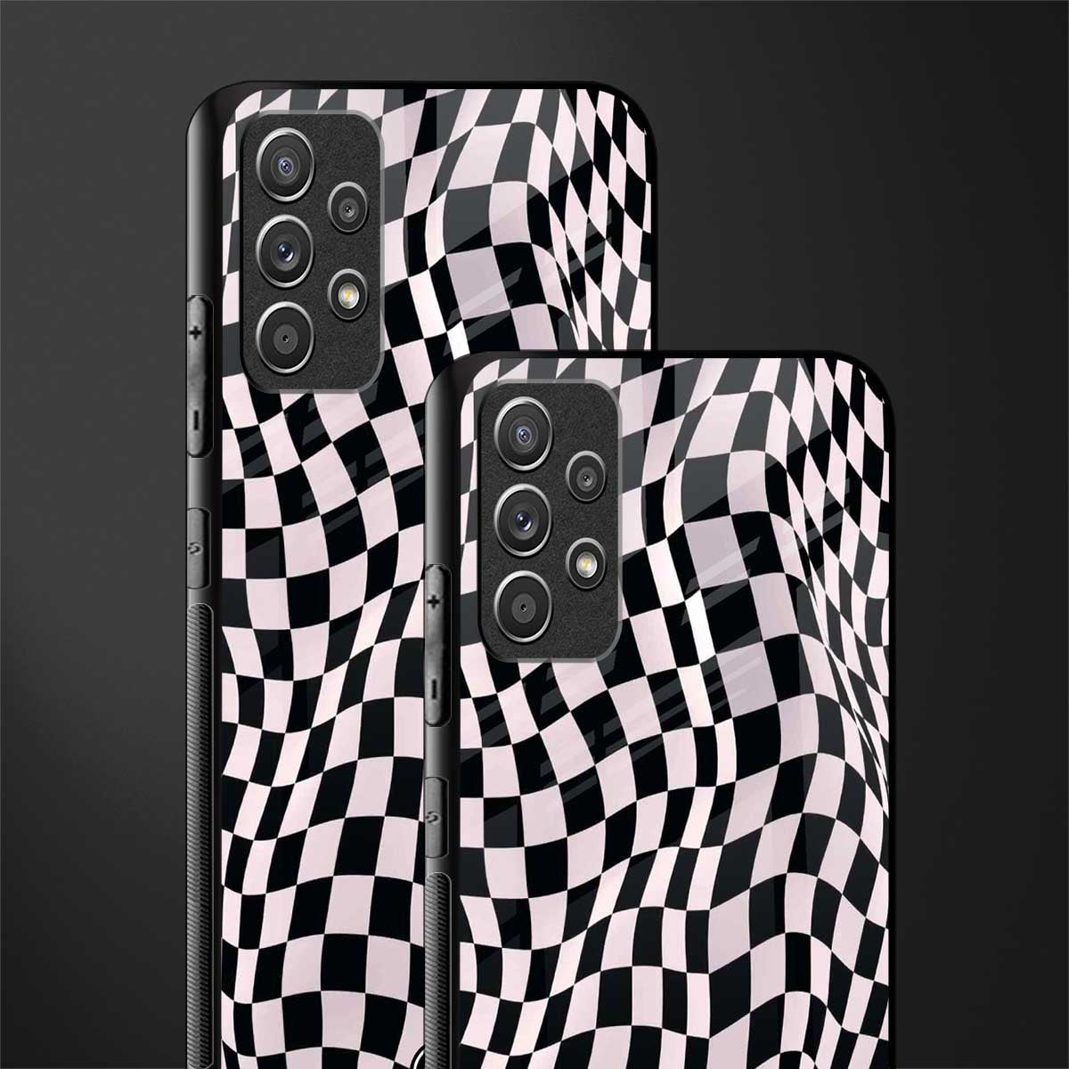 trippy b&w check pattern glass case for samsung galaxy a72 image-2