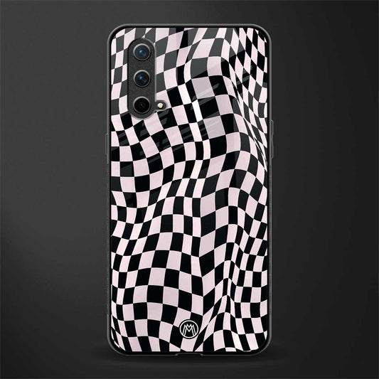 trippy b&w check pattern glass case for oneplus nord ce 5g image
