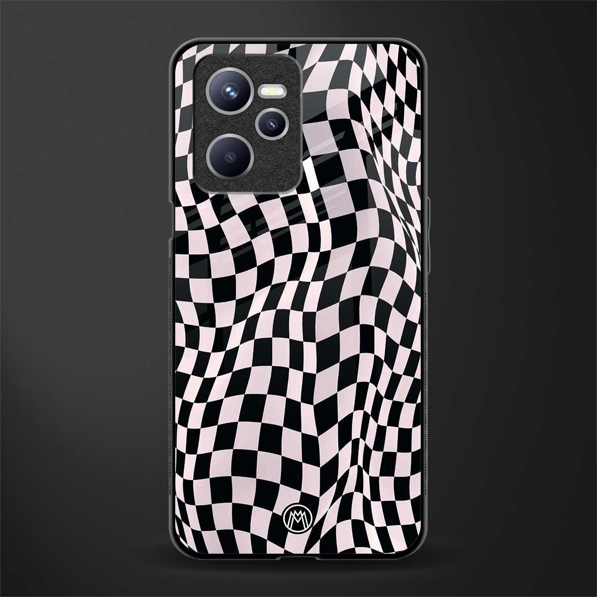 trippy b&w check pattern glass case for realme c35 image
