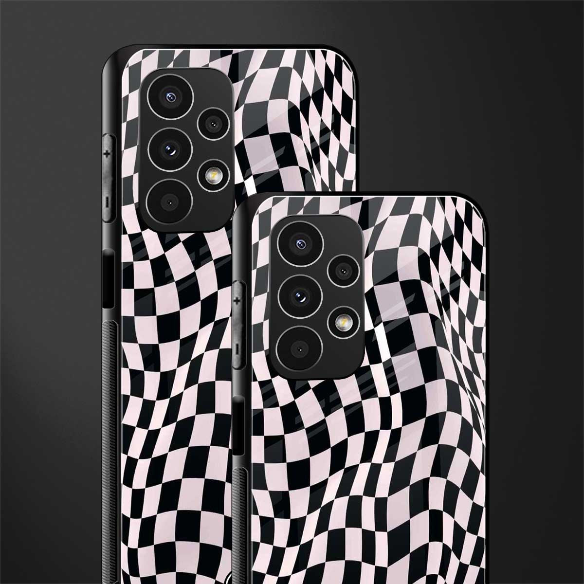 trippy b&w check pattern back phone cover | glass case for samsung galaxy a13 4g