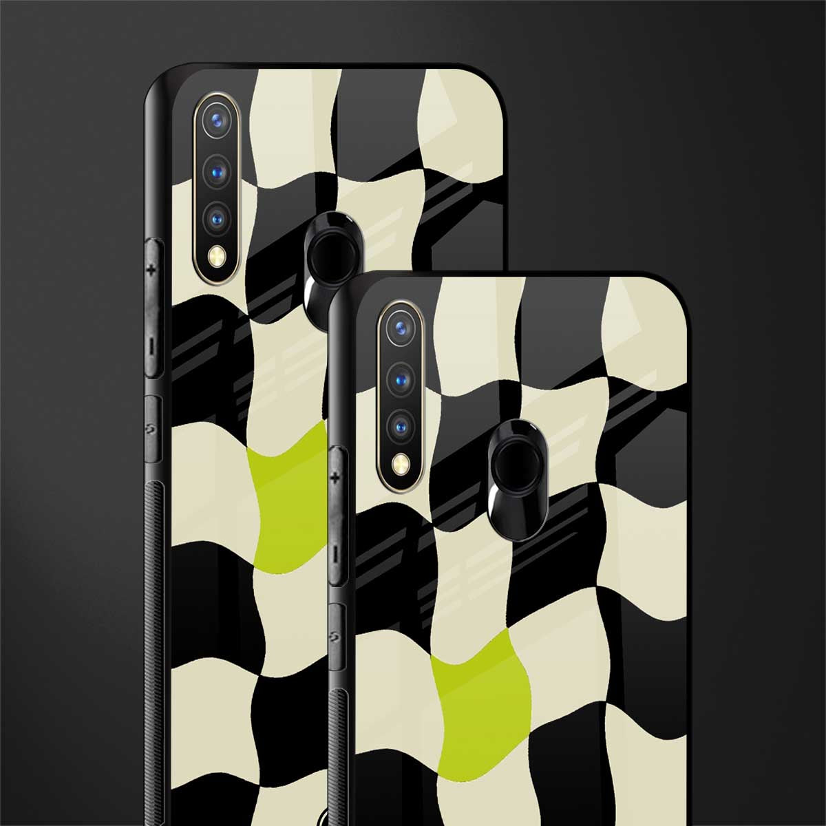 trippy pastel checks glass case for vivo u20 image-2