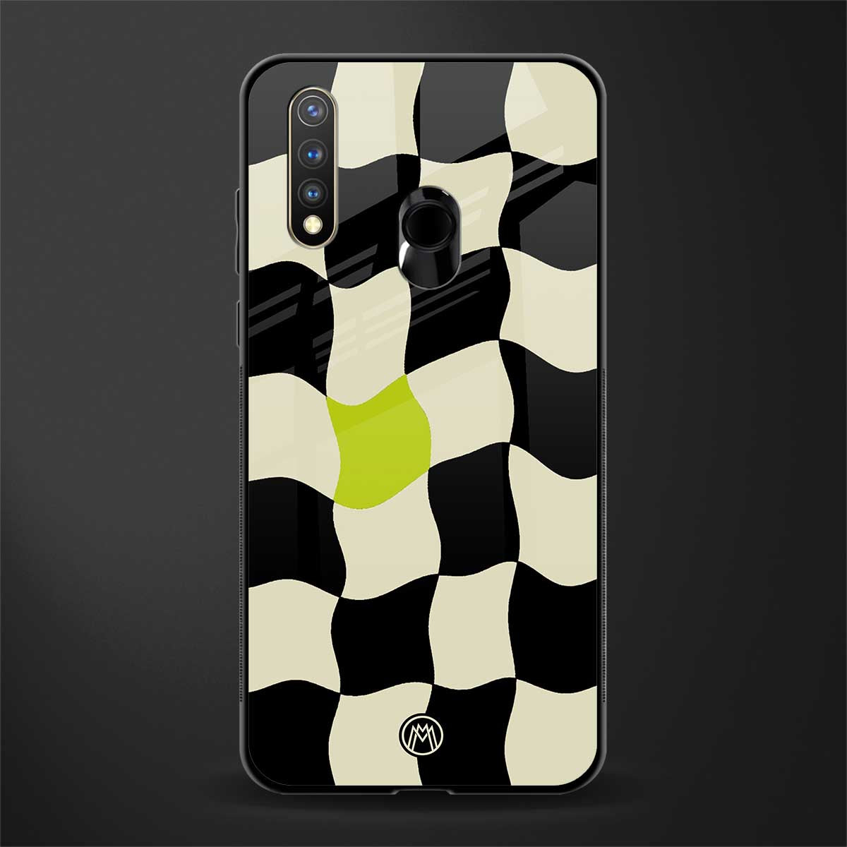 trippy pastel checks glass case for vivo u20 image