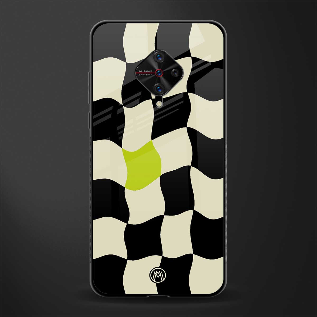 trippy pastel checks glass case for vivo s1 pro image