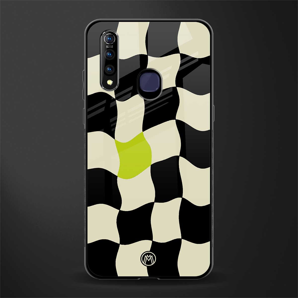 trippy pastel checks glass case for vivo z1 pro image