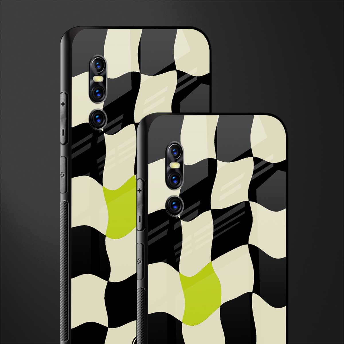 trippy pastel checks glass case for vivo v15 pro image-2