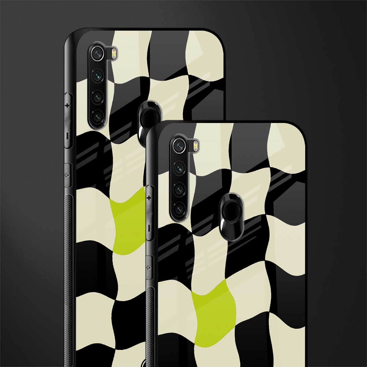 trippy pastel checks glass case for redmi note 8 image-2