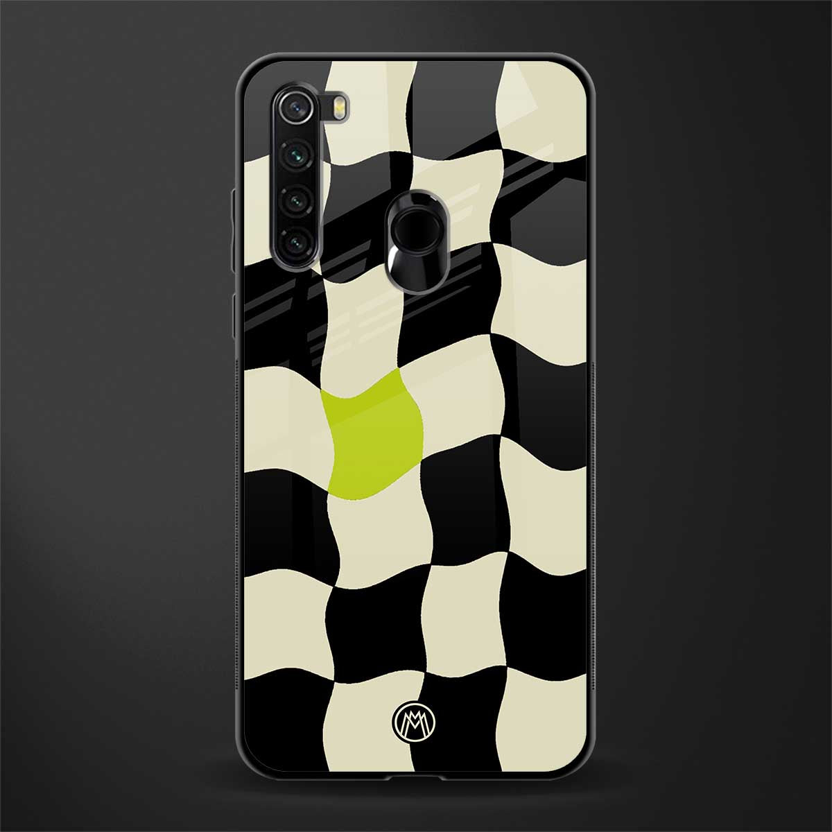 trippy pastel checks glass case for redmi note 8 image