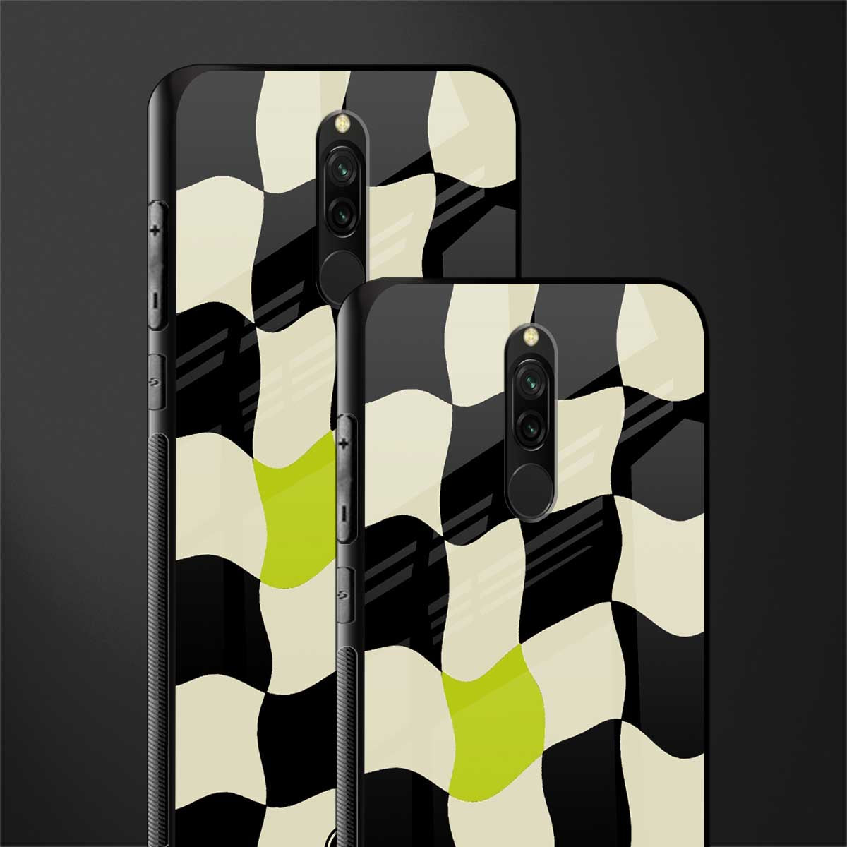trippy pastel checks glass case for redmi 8 image-2
