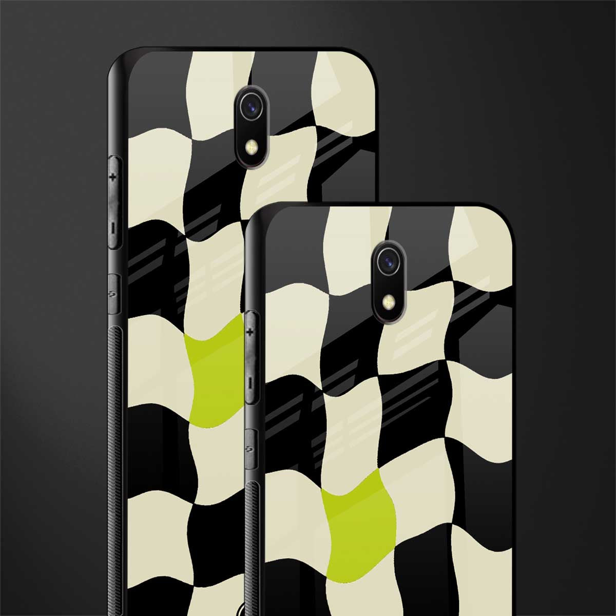 trippy pastel checks glass case for redmi 8a image-2