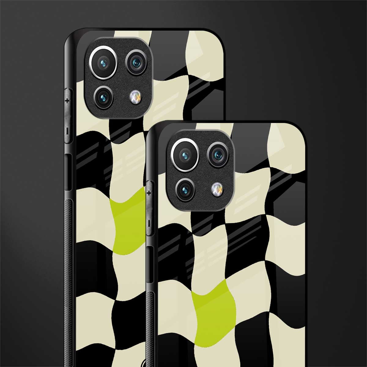 trippy pastel checks glass case for mi 11 lite image-2