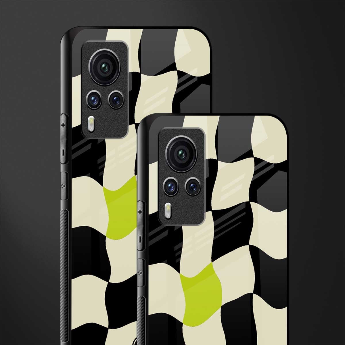 trippy pastel checks glass case for vivo x60 pro image-2