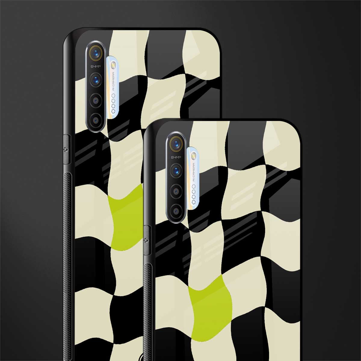 trippy pastel checks glass case for realme x2 image-2