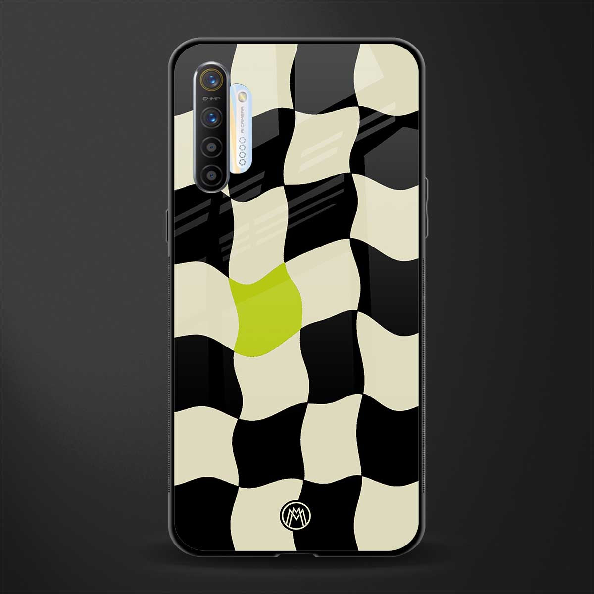 trippy pastel checks glass case for realme x2 image