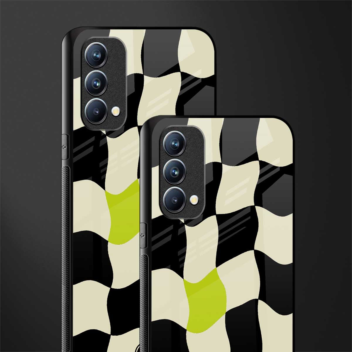 trippy pastel checks glass case for oppo f19s image-2
