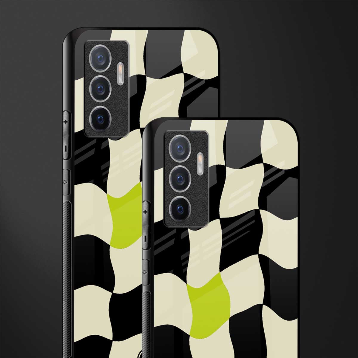 trippy pastel checks glass case for vivo v23e image-2