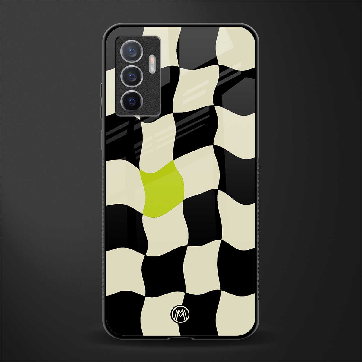 trippy pastel checks glass case for vivo v23e image