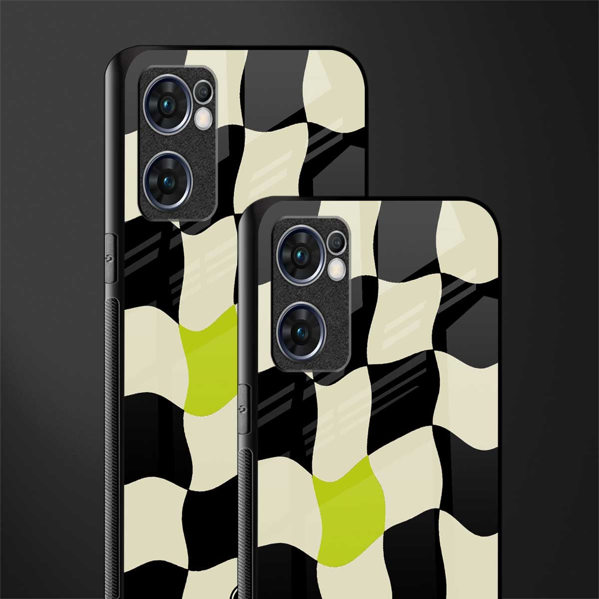 trippy pastel checks glass case for oppo reno7 5g image-2