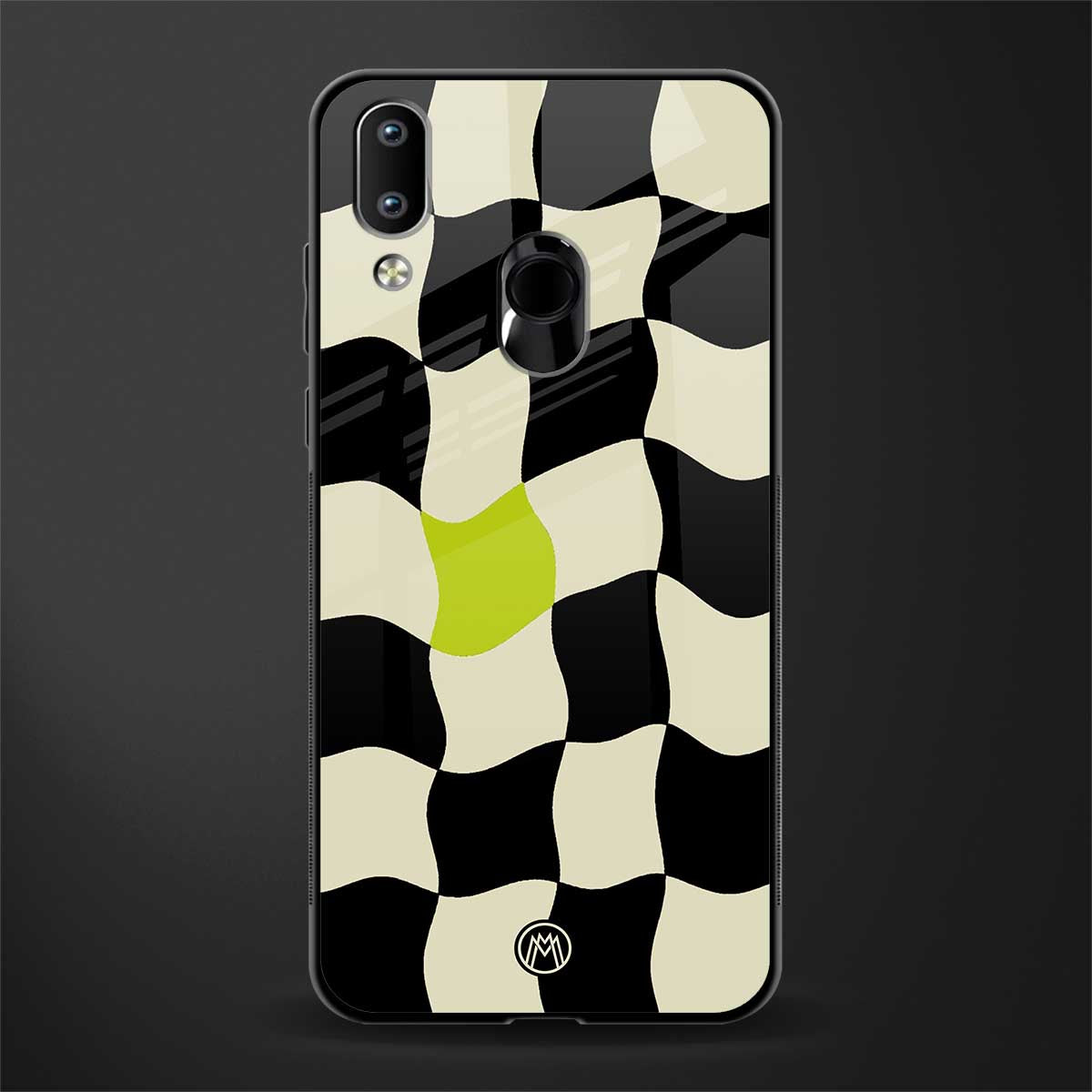 trippy pastel checks glass case for vivo y91 image
