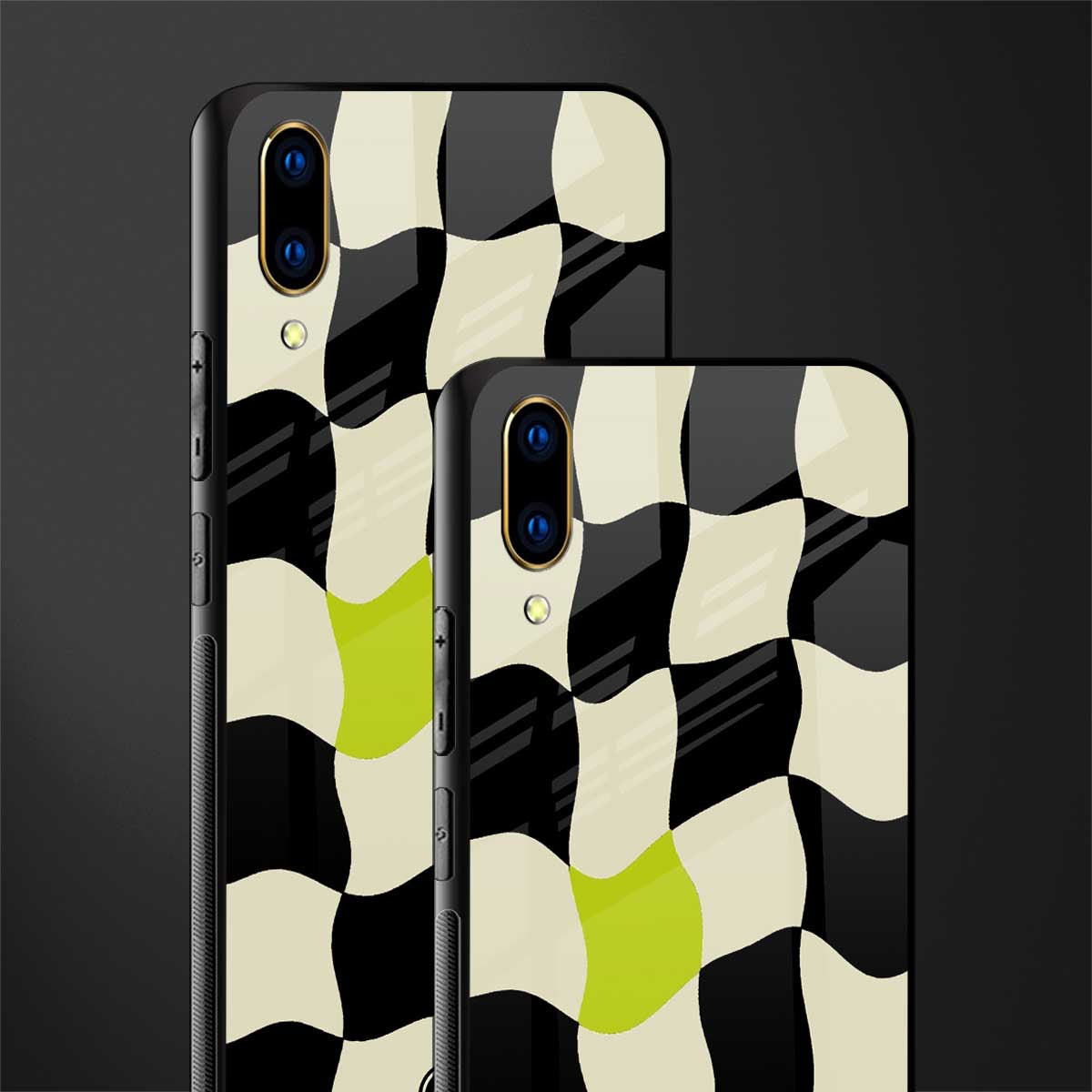 trippy pastel checks glass case for vivo v11 pro image-2