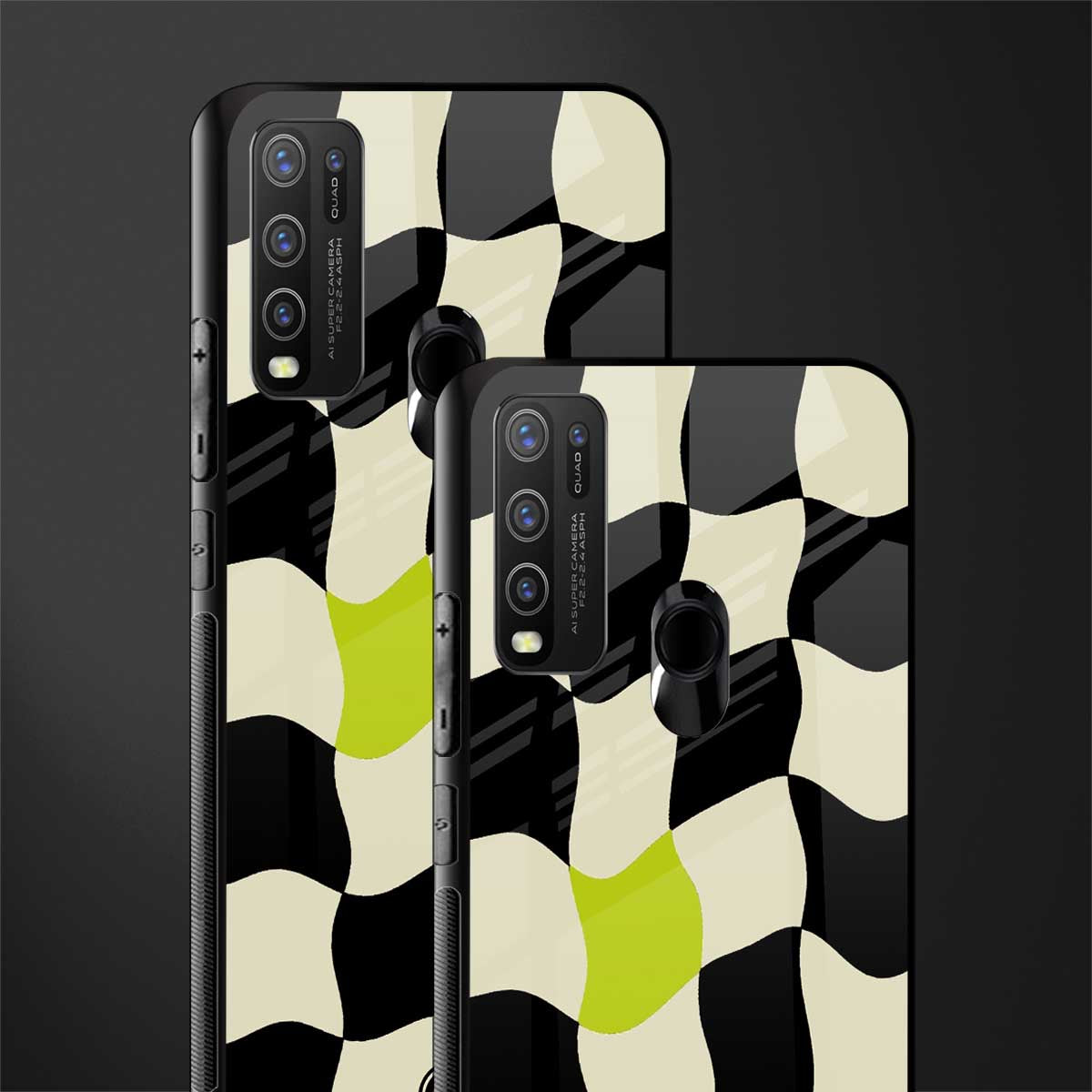 trippy pastel checks glass case for vivo y30 image-2