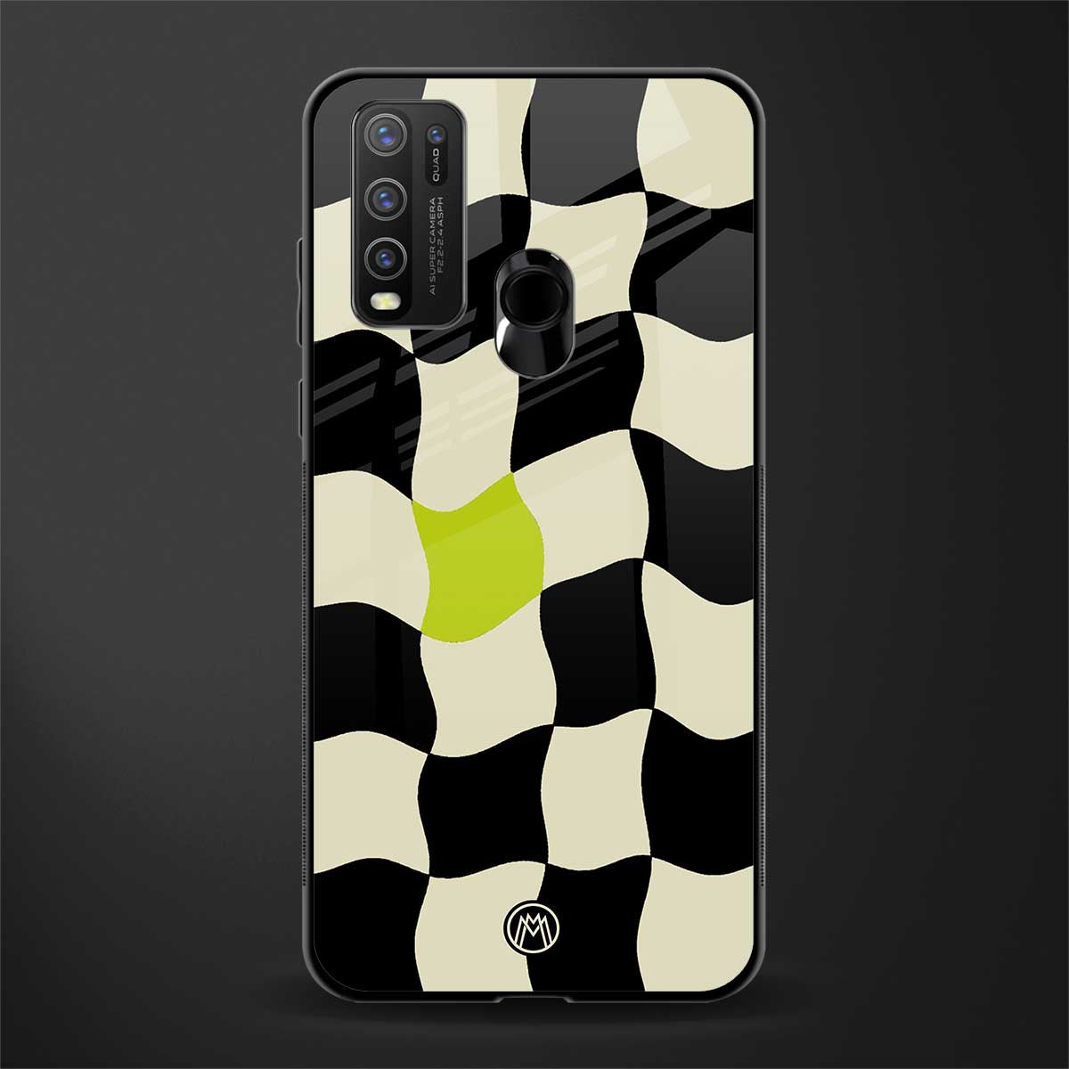 trippy pastel checks glass case for vivo y30 image