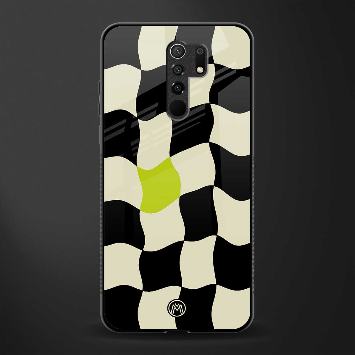 trippy pastel checks glass case for poco m2 image