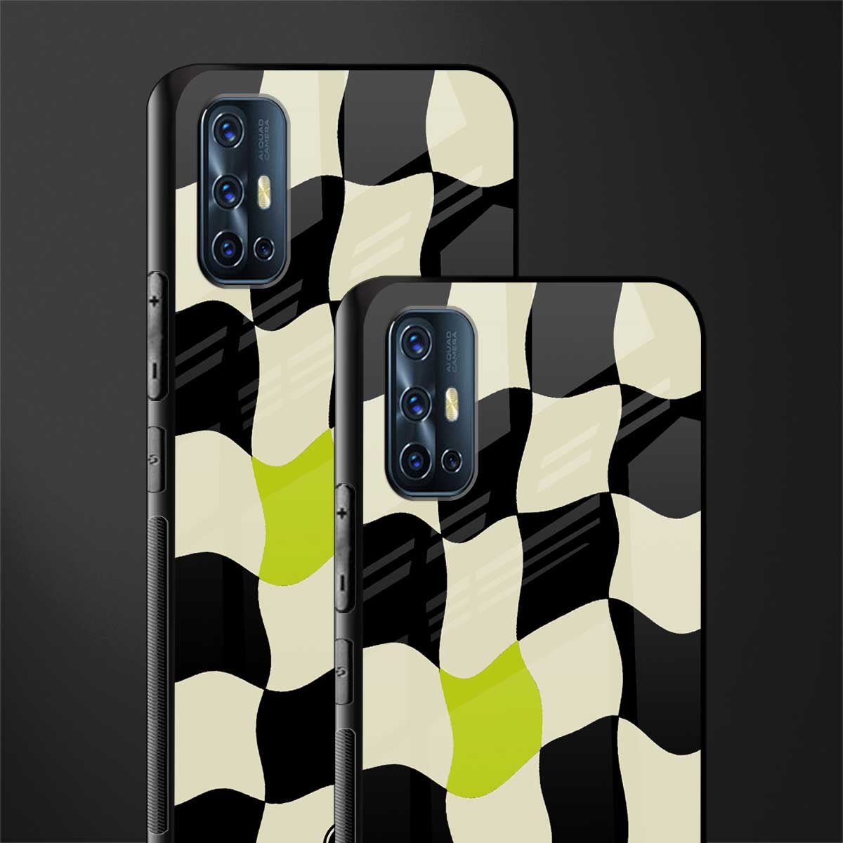 trippy pastel checks glass case for vivo v17 image-2