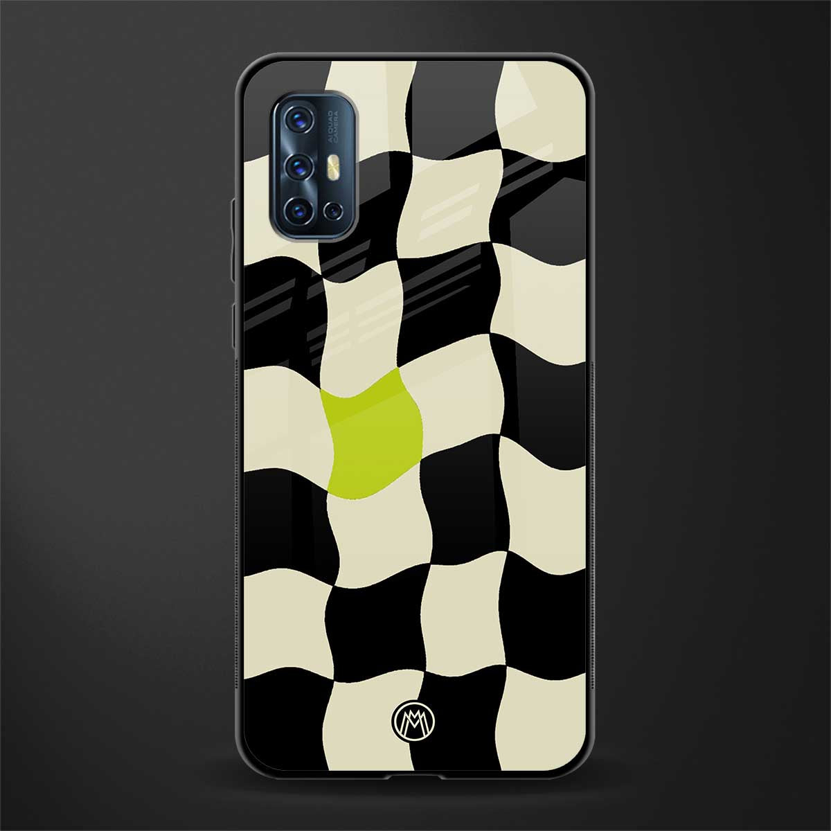 trippy pastel checks glass case for vivo v17 image