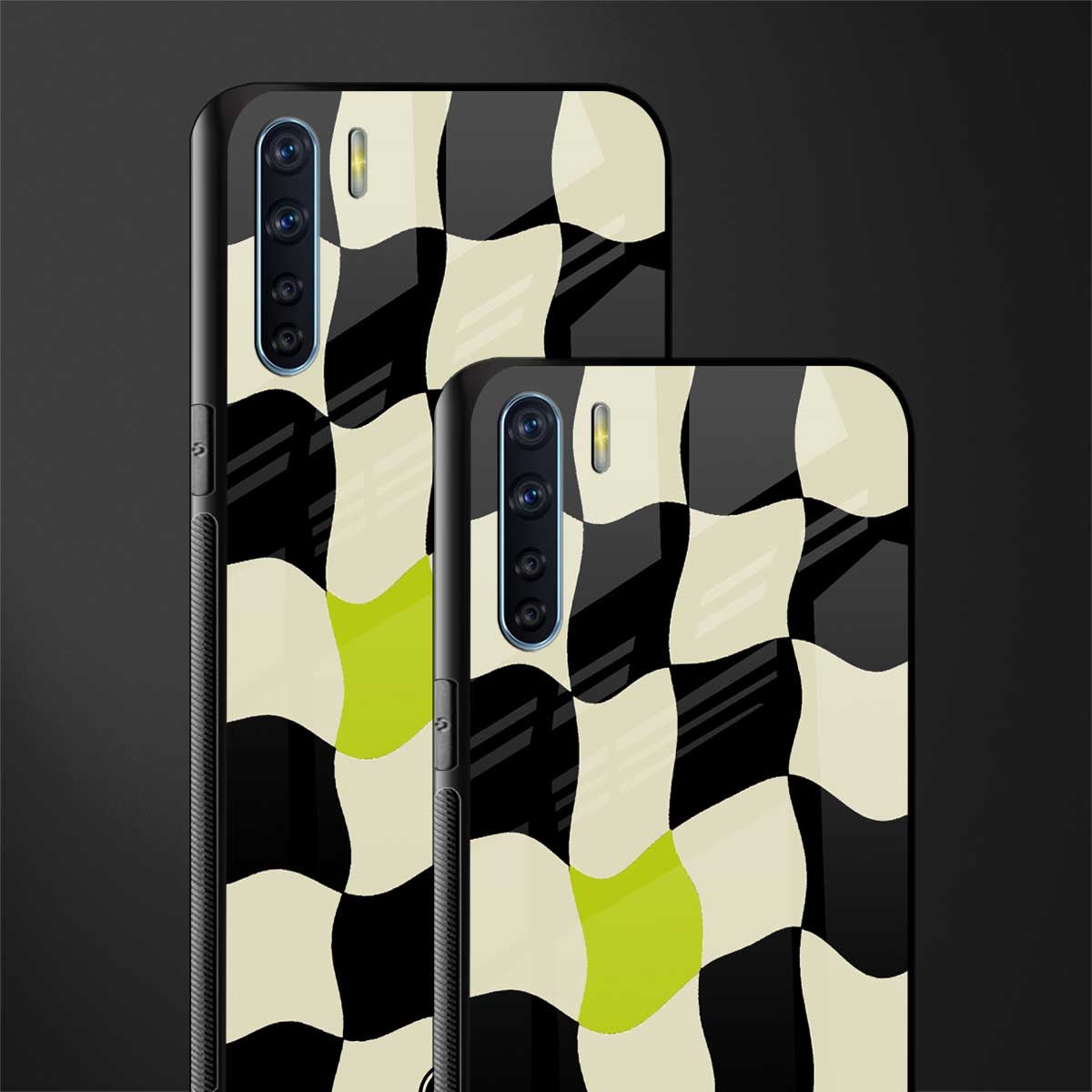 trippy pastel checks glass case for oppo f15 image-2