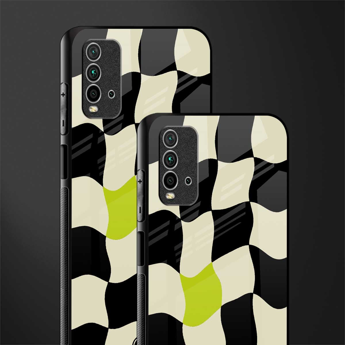 trippy pastel checks glass case for redmi 9 power image-2