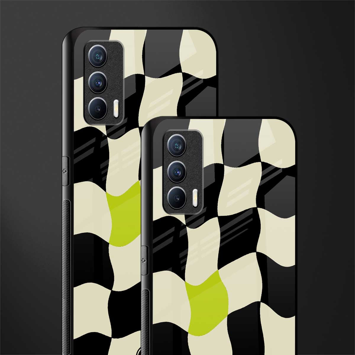 trippy pastel checks glass case for realme x7 image-2