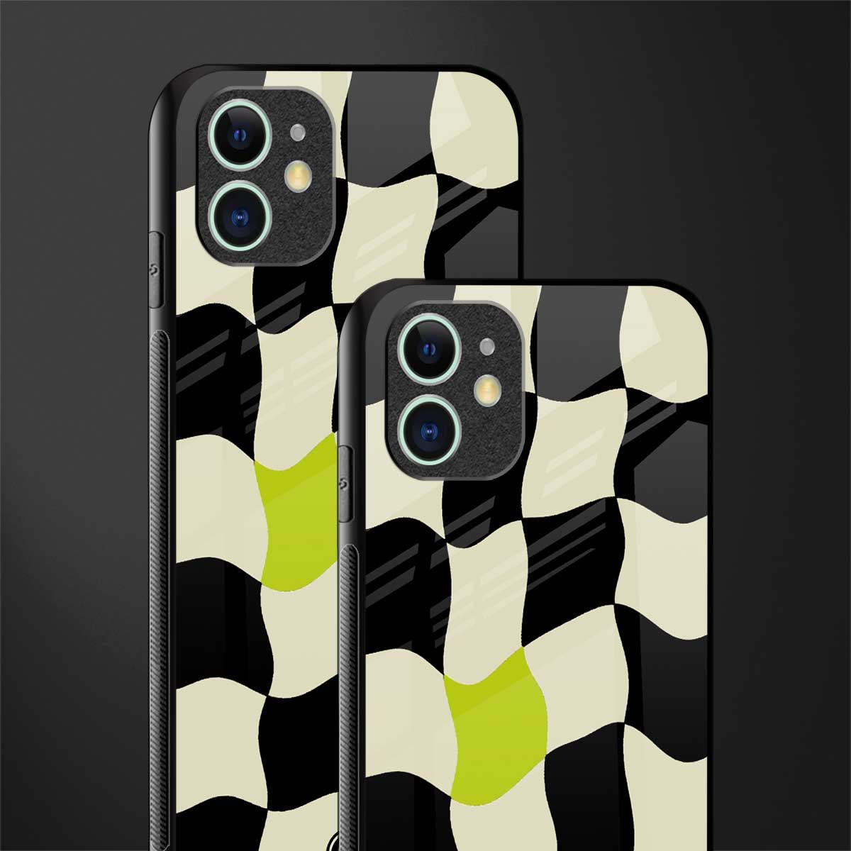 trippy pastel checks glass case for iphone 11 image-2