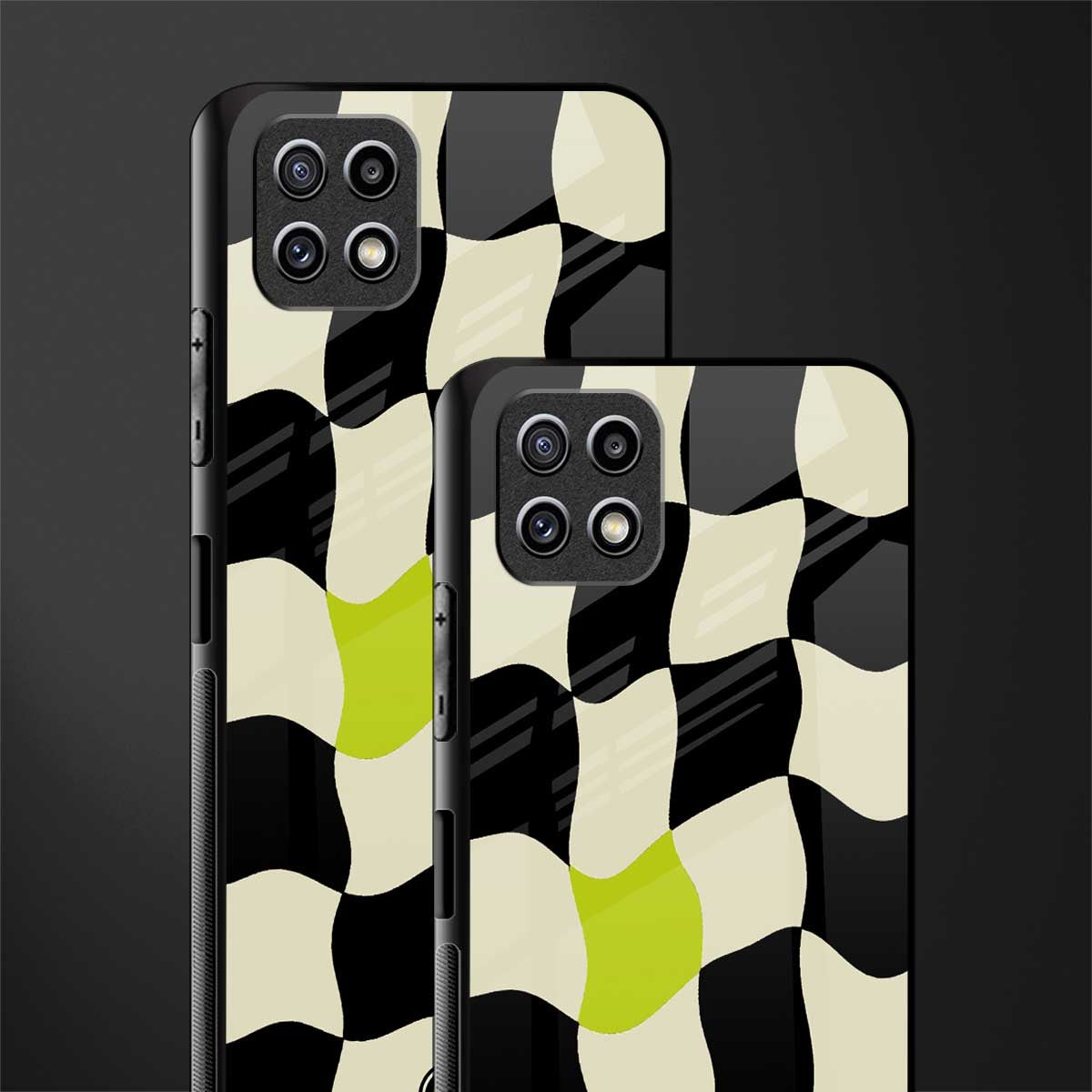 trippy pastel checks glass case for samsung galaxy a22 5g image-2