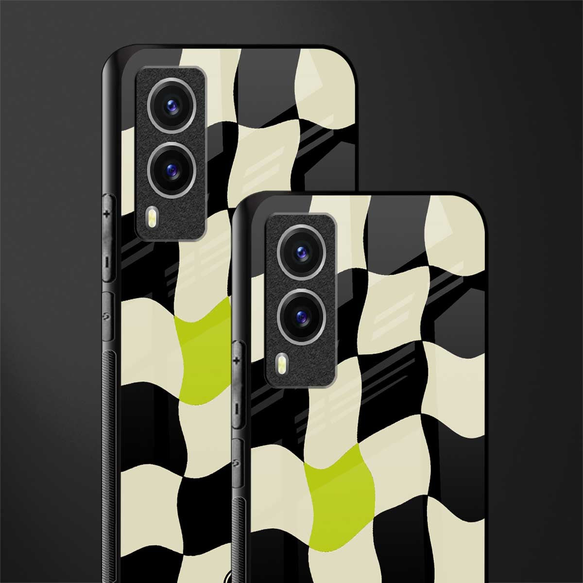 trippy pastel checks glass case for vivo v21e 5g image-2