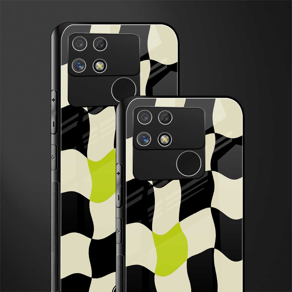 trippy pastel checks back phone cover | glass case for realme narzo 50a