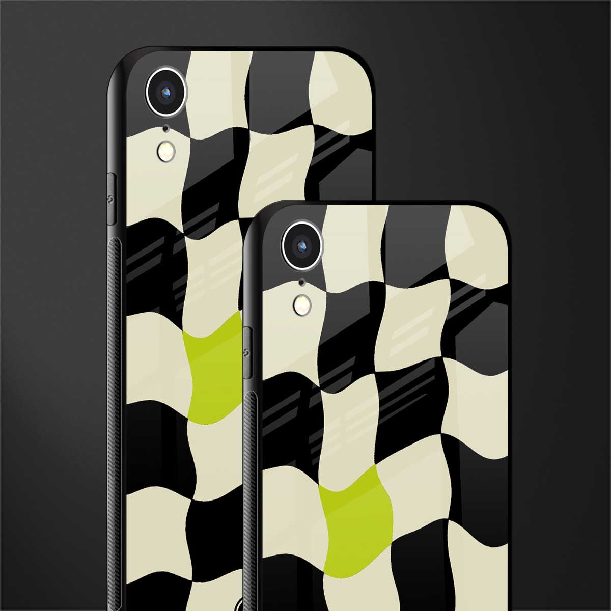 trippy pastel checks glass case for iphone xr image-2