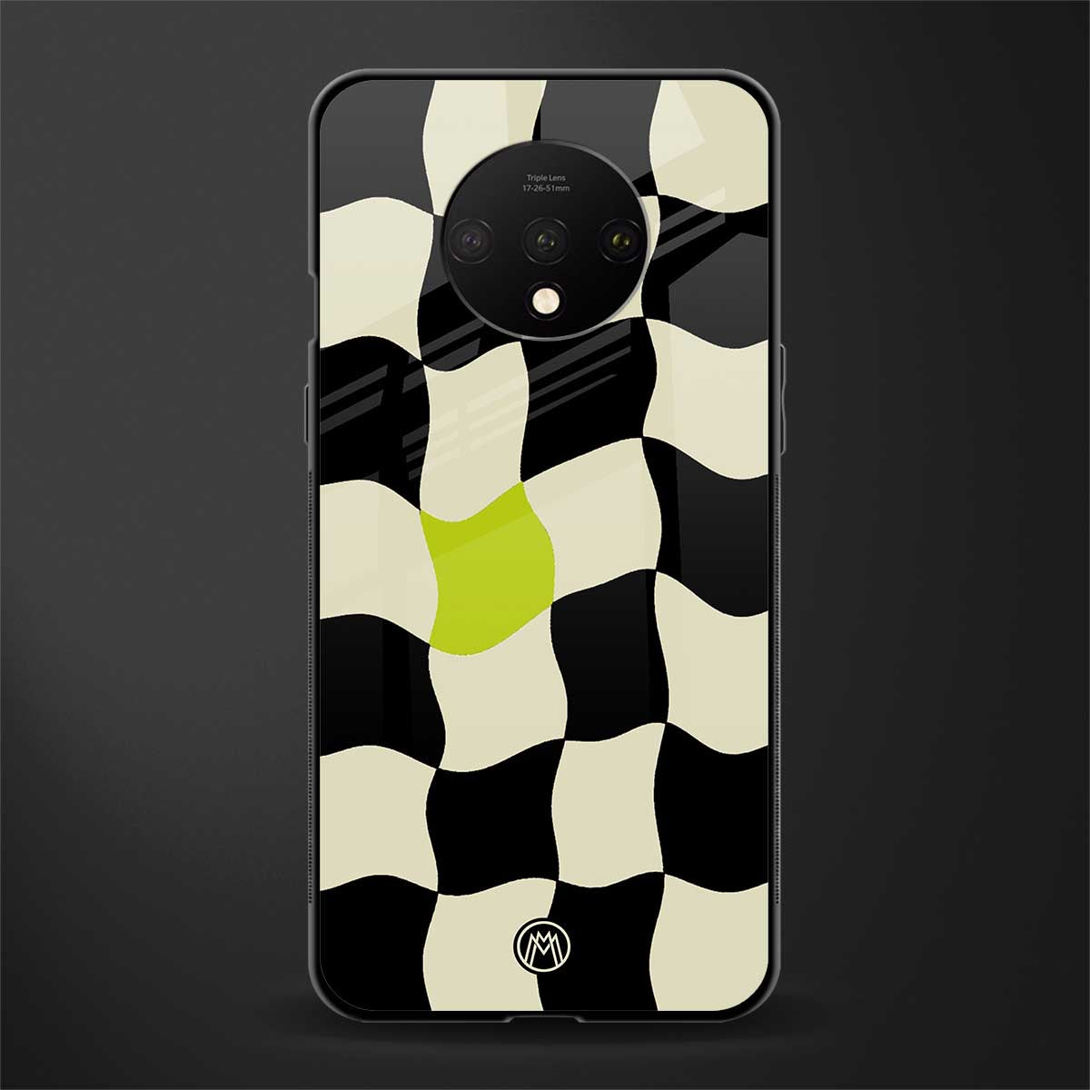 trippy pastel checks glass case for oneplus 7t image