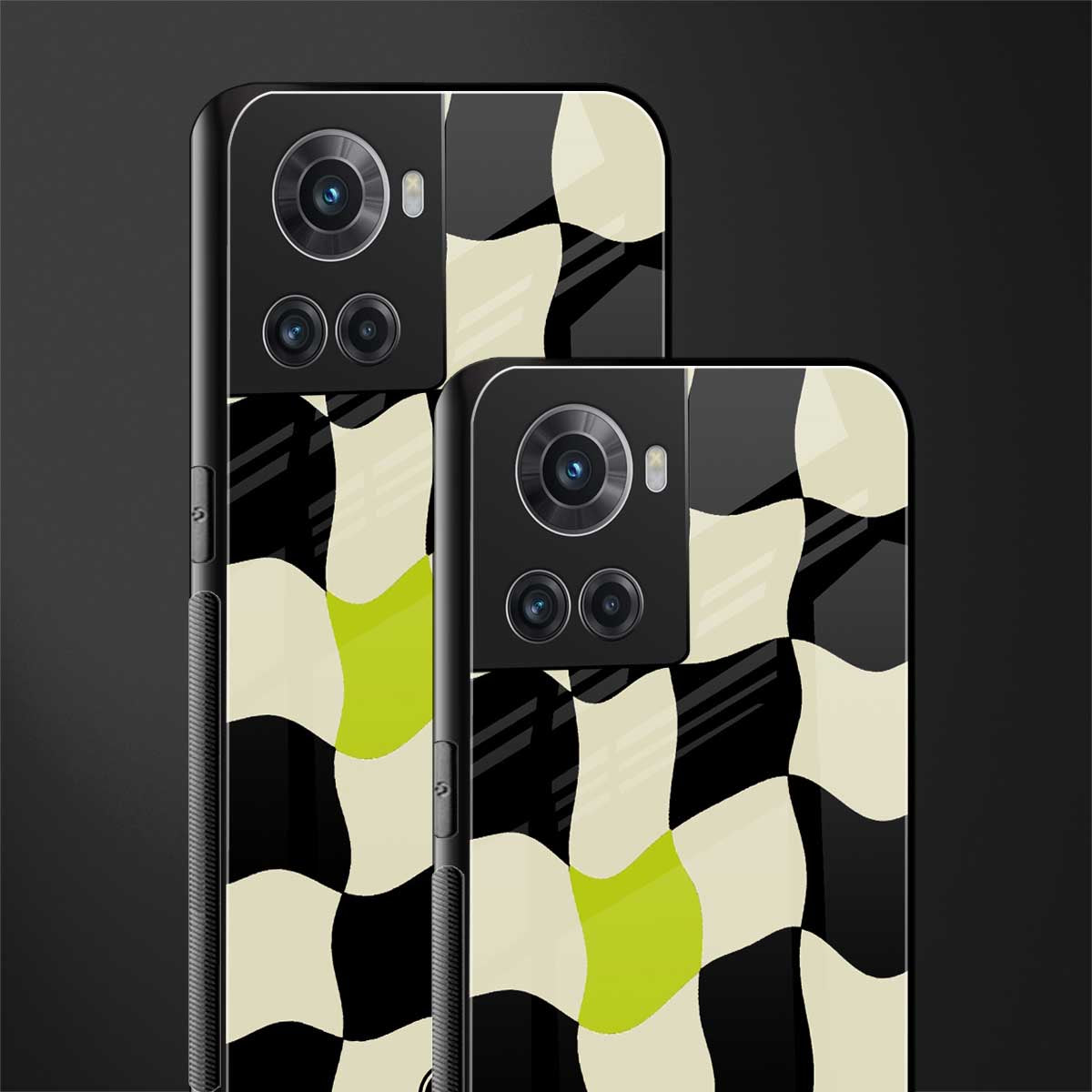 trippy pastel checks back phone cover | glass case for oneplus 10r 5g