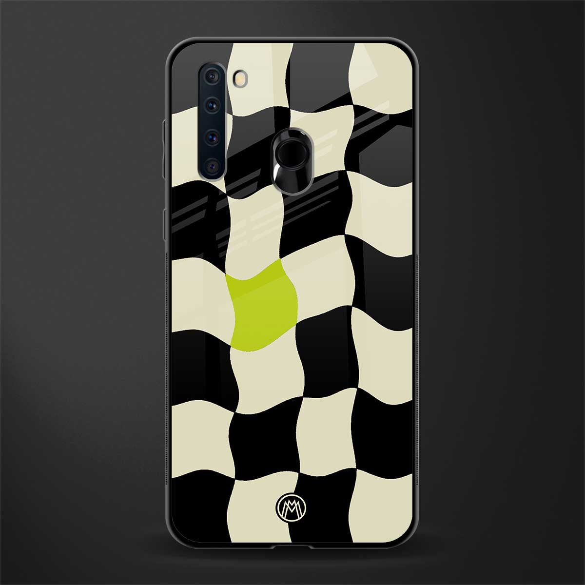 trippy pastel checks glass case for samsung a21 image