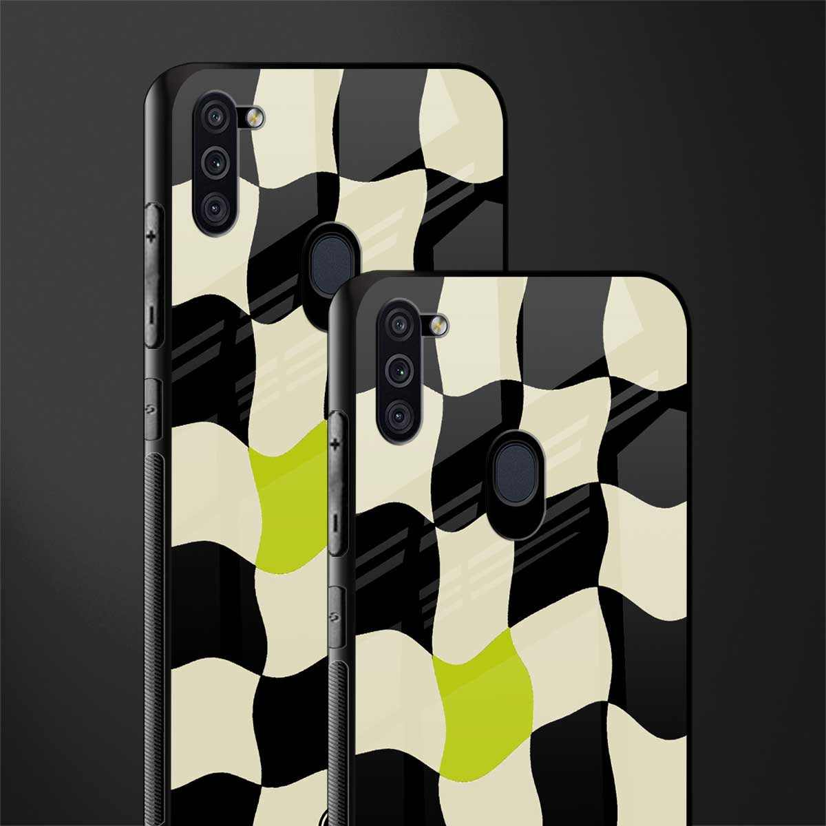 trippy pastel checks glass case for samsung a11 image-2