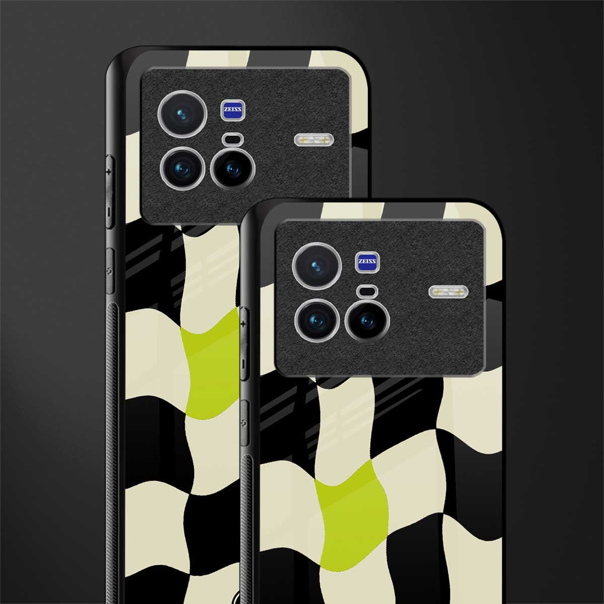 trippy pastel checks glass case for vivo x80 image-2