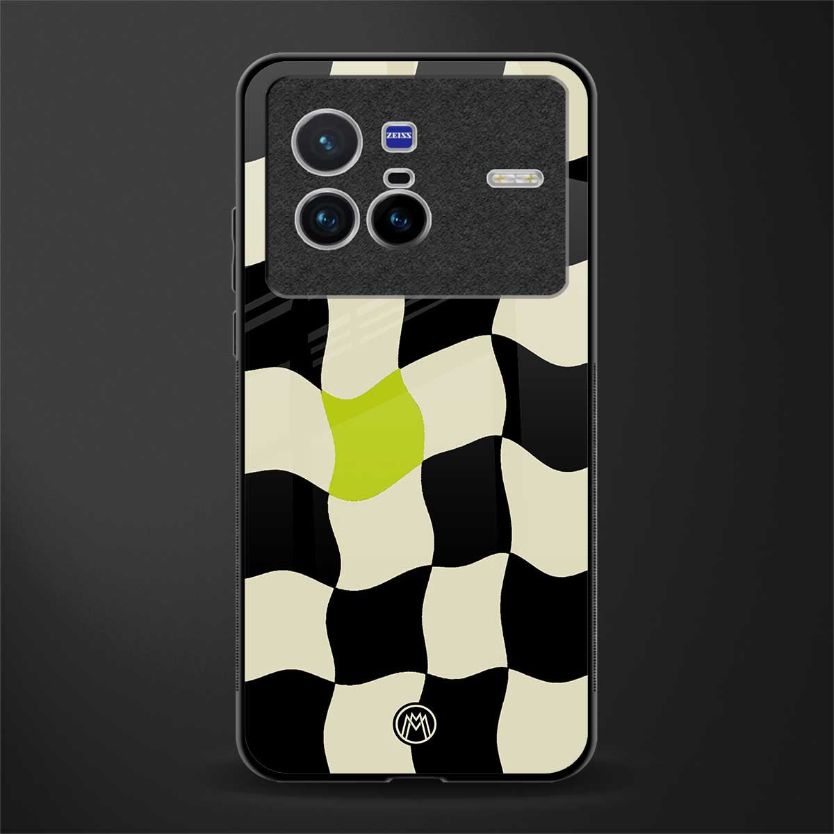 trippy pastel checks glass case for vivo x80 image