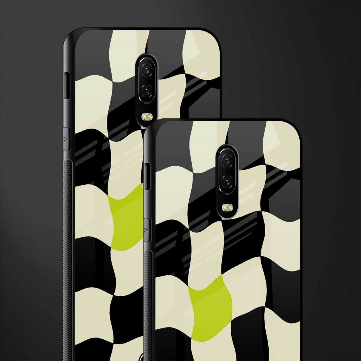 trippy pastel checks glass case for oneplus 6t image-2