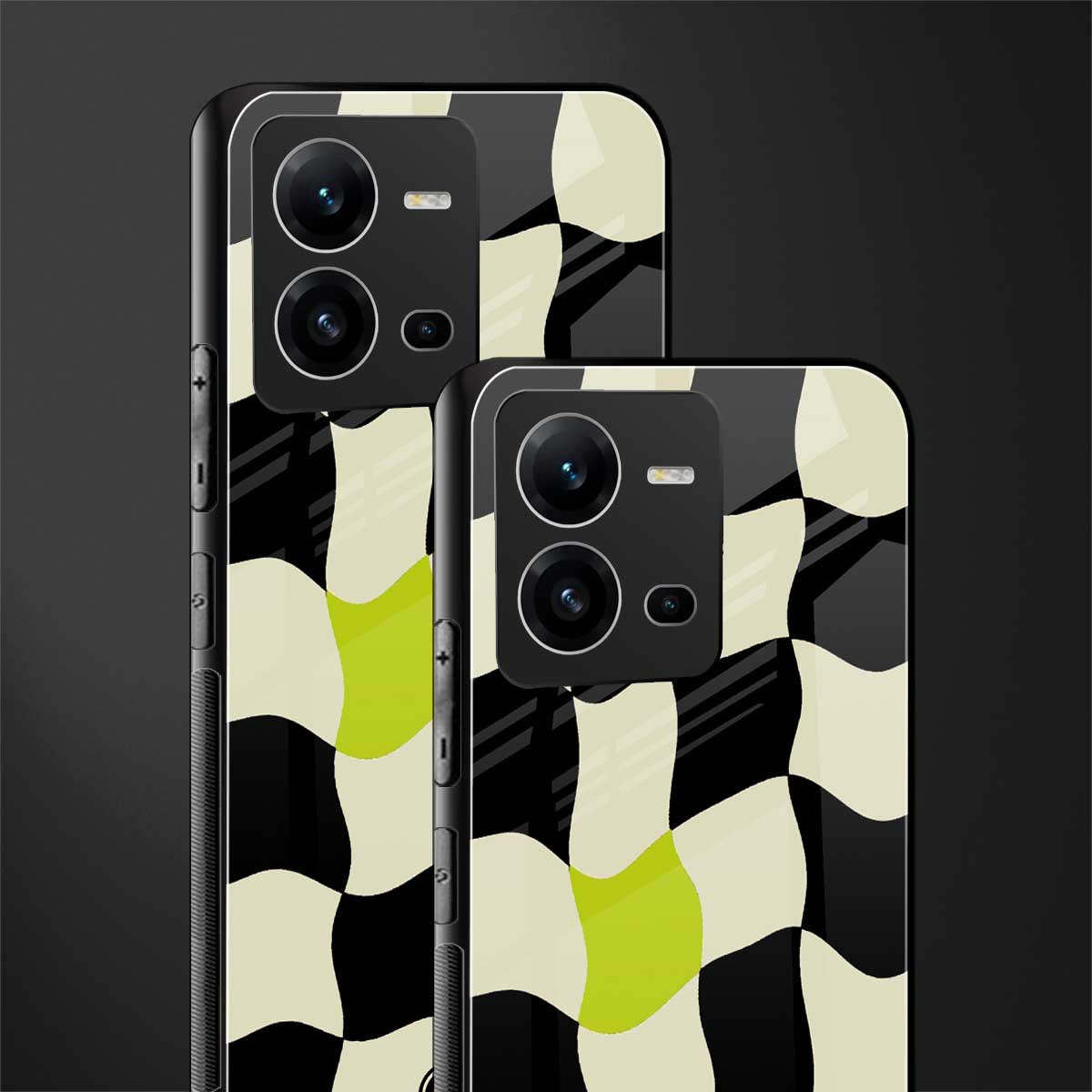 trippy pastel checks back phone cover | glass case for vivo v25-5g